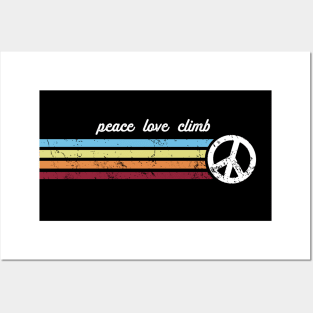 Retro Stripes Peace Love Climb Posters and Art